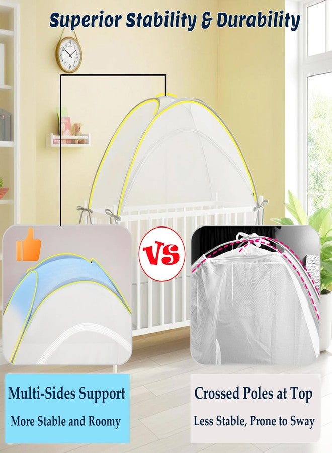 Akiky Large Pop Up Mosquito Net Crib Tent to Keep Baby from Climbing Out Baby Girl Netting Cover Canopy for Naps at Home&Traveling(Gray) - Image 5